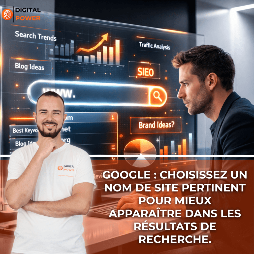 Google : choisissez un nom de site pertinent pour mieux apparaître dans les résultats de recherche.