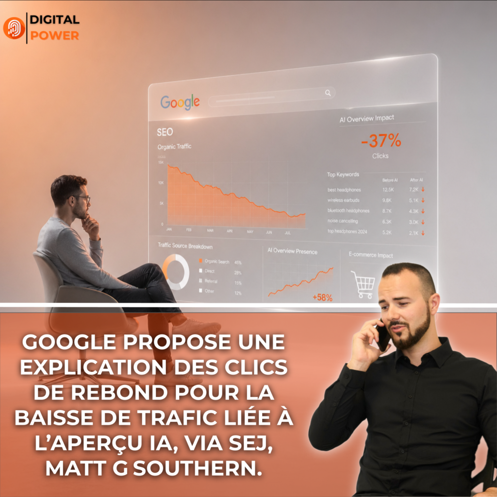 Google propose une explication des clics de rebond pour la baisse de trafic liée à l’Aperçu IA, via SEJ, Matt G Southern.