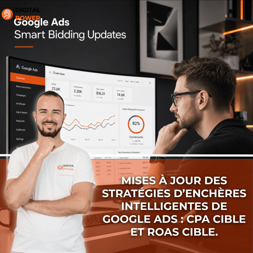 Mises à jour des stratégies d’enchères intelligentes de Google Ads : CPA cible et ROAS cible.